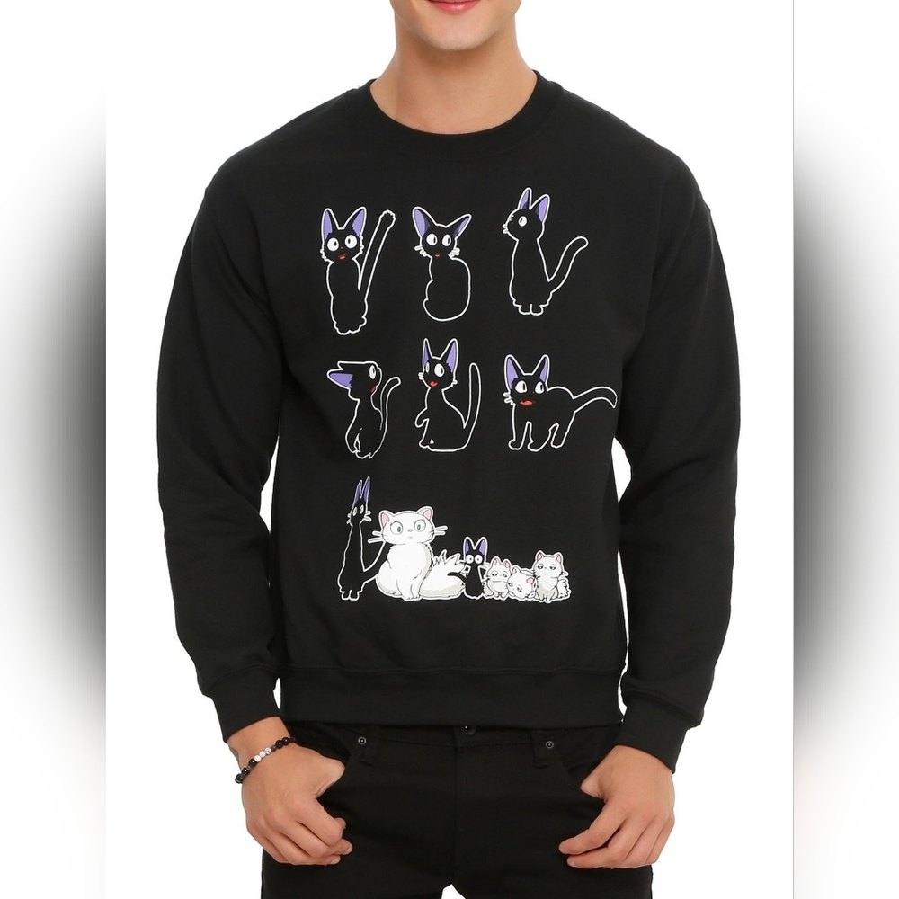 Studio Ghibli Kiki's Delivery Service Jiji Black crewneck sweatshirt Small